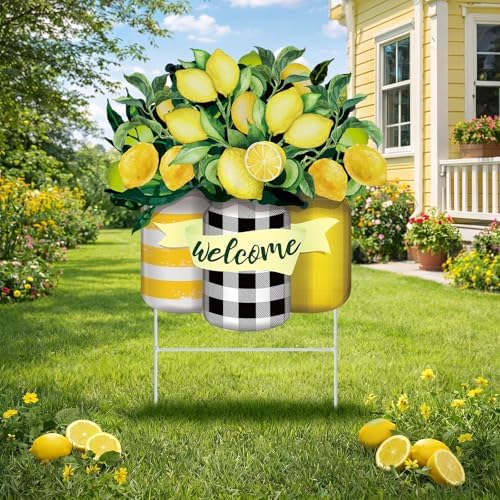 Yookeer Summer Decoration Outdoor Metal Lemon Leaf Sign with Stakes - Image 6