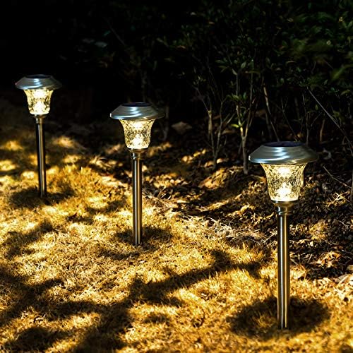 GIGALUMI Metal & Glass Solar Lights Outdoor, 8 Pack LED Garden Lights by GIGALUMI