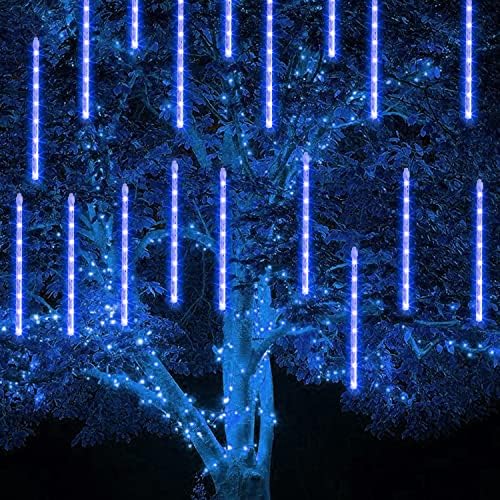 TW SHINE Christmas Lights Outdoor, 288 LED 12" 8 Tubes Meteor Shower Lights Outdoor Christmas Decorations Plug in, Waterproof Snow Falling Rain Icicle Xmas Light for Tree Decor, Blue - Image 3