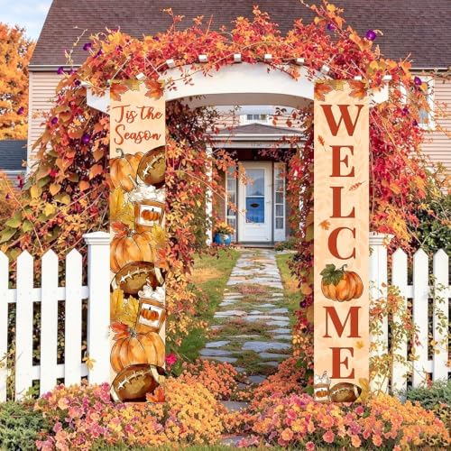 Fall Welcome Banner Porch Sign Football Banner Door Outdoor Decor - Image 2