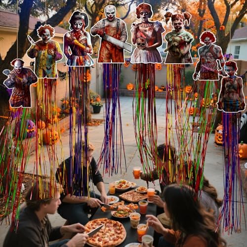 DoubleFill 8 Pcs Zombie Halloween Hanging Decorations, Windsocks Clown - Image 6