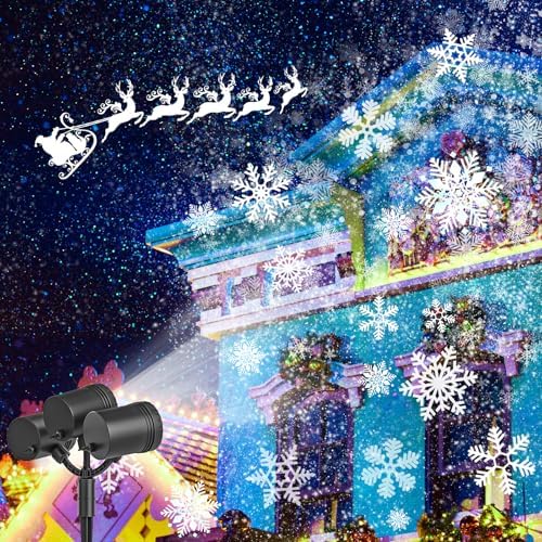 Christmas Snowflake Projector Lights Outdoor, 2024 Upgraded Snowflake Projector Dynamic Christmas Projector Lights Waterproof LED Snowfall Projector - Image 2