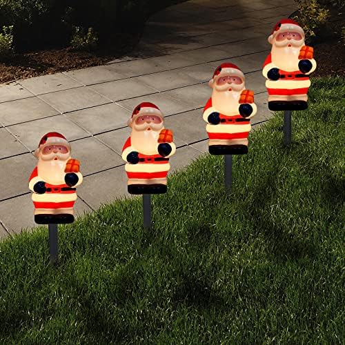 C7 Christmas Santa Pathway String Lights 7 Ft with 4 Santa Driveway Markers (E12 Socket Base, 5w) for Porch Landscape Decor Outdoor Lights for Patio Yard Garden Lawn Decoration, White - Image 5