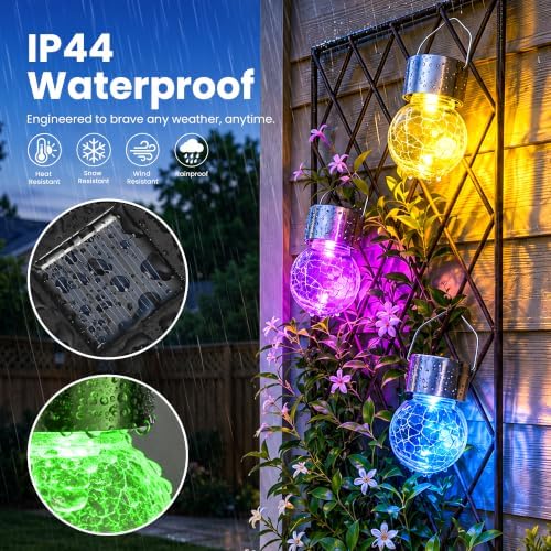 SOLPEX Solar Hanging Lanterns Solar Christmas Lights Outdoor Ornaments 8 Pc - Image 4