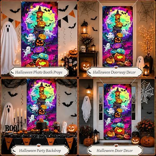 35.4" x 70.8" Halloween Door Cover, Haunted House Front Door Decor - Image 5