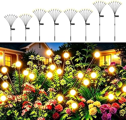 Solar Firefly Lights Outdoor Yard Garden Decor Warm White 8 Pack by Unknown