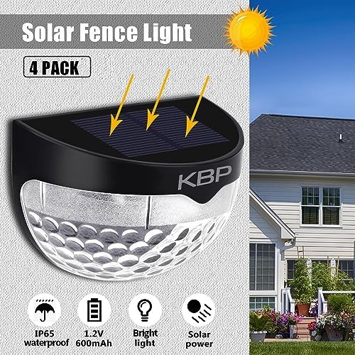 KBP Solar Fence Lights Outdoor Decorative Garden Lights Waterproof Wall Lights for Patio, Yard, Stairway (Black) - Image 2