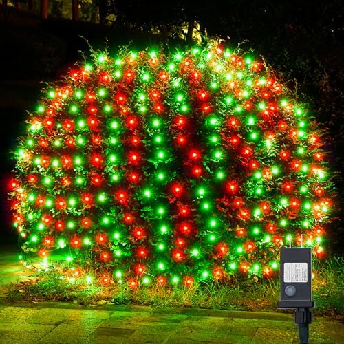 WBao Christmas Net Lights, 360LED 11.5ft x 6.9ft Christmas Lights with 8 Modes, Timer, End to End Connectable, Waterproof Design for Lawn, Bushes, Trees Outdoor Xmas Decorations, Red Green by WBaoOfficial