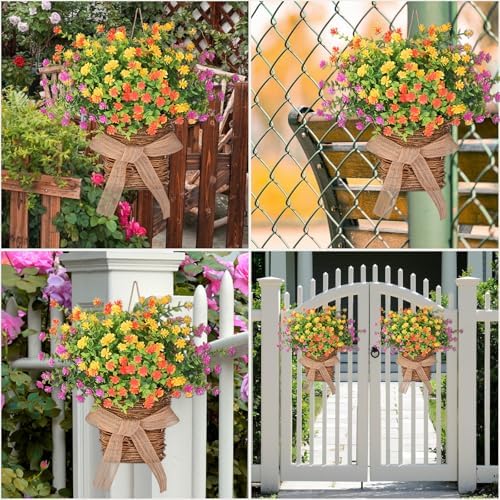 Dolicer Door Hanger Basket Wreath 13.8 in Hanging Outdoor Artificial Flower - Image 7