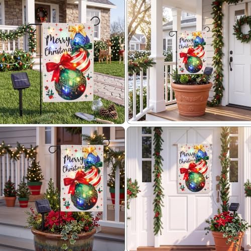 Fumete Lighted Christmas Garden Flag Solar Outdoor Decor, 12x18 Inch - Image 6