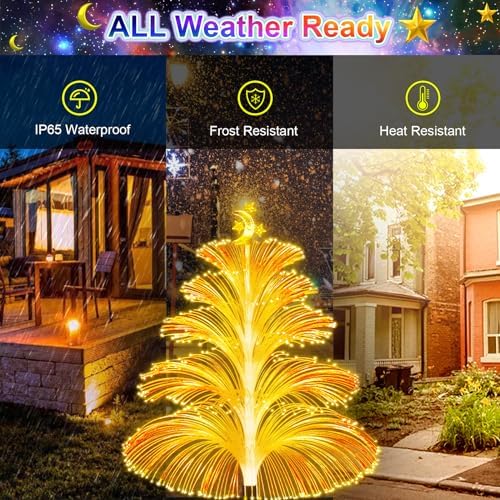WEITEXS Solar Garden Lights Decorations Outdoor Waterproof 5 Layer Optical Fiber 7 Color Changing for Yard Pathway Outside Decorative Gifts for Mother's Women, 3 Pack - Image 4