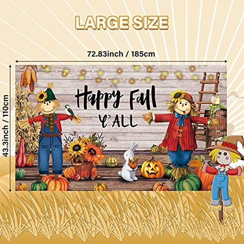 Fall Thanksgiving party Backdrop Extra Large Thanksgiving Decorations Outdoor Yard Banners Fall Thanks Harvest Photography Backdrop Party Supplies for Autumn Decor, 72.8 x 43.3 Inch - Image 2