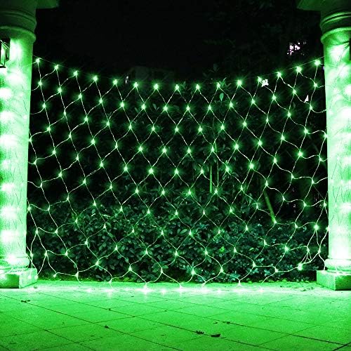 Net Light Outdoor Mesh Christmas Decorations, 100LED String Light Plug in Connectable Tree Warp Hanging 5ft x 5ft for Halloween, Shrubs, Lawn, Backyard, Walkway, Bushes, Garden Decor-Green by Vicila