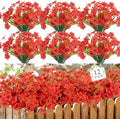 12 Bundles Red Artificial Flowers for Outdoors, UV Resistant Faux Plants by MACTING
