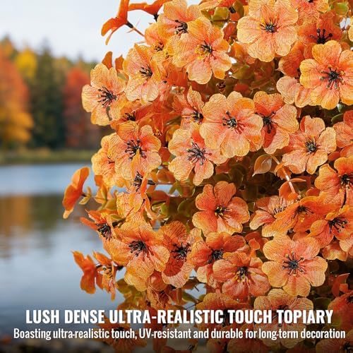 Alupssuc 4Pcs Artificial Fall Ball Flowers for Outdoors, Fake Plants - Image 4