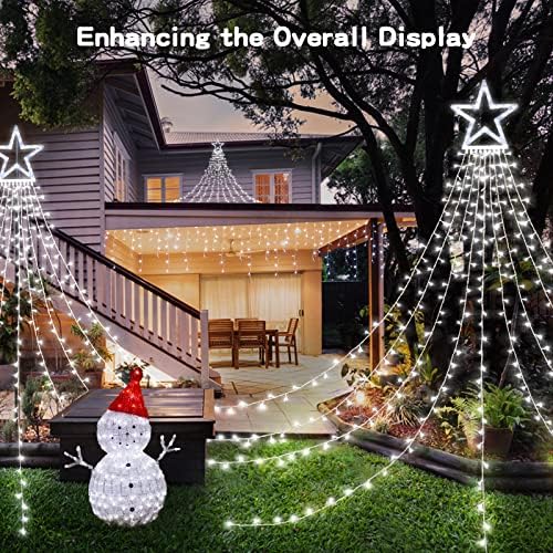BlcTec Outdoor Christmas Lights 317 LED Christmas Star Lights with 9 Strands 11.9ft Waterfall Tree Lights, 8 Modes, Waterproof & Timer for Garden Yard Patio Outdoor Xmas Decorations, Cool White - Image 2
