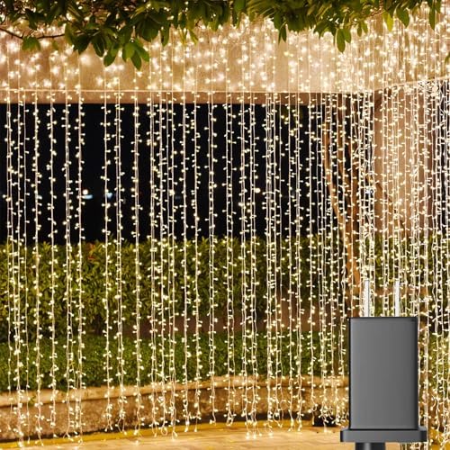 Solhice LED Curtain Lights Outdoor 30ft x10ft, 720 LED Plug in Hanging String Lights Indoor, Twinkle Light Backdrop for Outside Wedding Bedroom Décor, Warm White (Not Connectable) by Solhice
