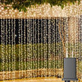 Solhice LED Curtain Lights Outdoor 12ft x10ft, 360 LED Plug in Hanging String Lights Indoor Bedroom, Twinkle Light Backdrop for Outside Wedding Decor, Warm White (Not Connectable) by Solhice