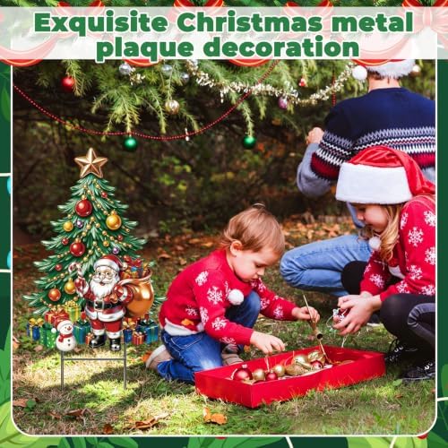 RattanView Christmas Christmas Tree Yard Sign Outdoor Santa Clause Yard Decoration with Stakes Waterproof Garden Lawn Stake Sign Decoration for Xmas Patio Lawn Walkway Courtyard Party Decor - Image 4