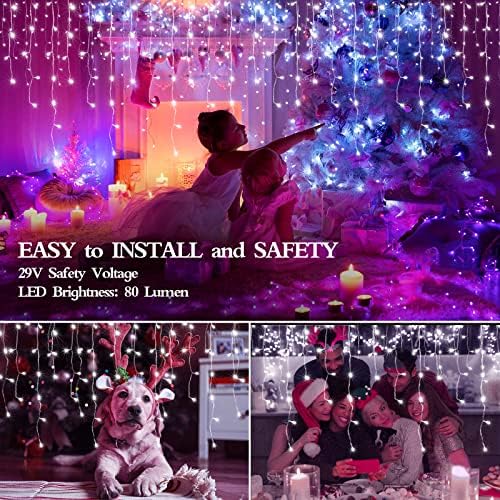 FLVOECN 98FT 960 LED Christmas Lights, Waterproof 8 Modes Ice Lights for Outside with Memory and Timer Hanging Fairy Lights Plug-in Curtain String Lights for Holiday Party Wedding Home (Cool White) - Image 5