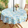 Outdoor Tablecloth with Umbrella Hole and Zipper, Round Patio Table Covers for Spring/Summer, Machine Washable Outdoor Picnic Table Cloth (Paisley, 60" Round) by Virtumob