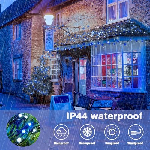 JMEXSUSS 66ft 200 LED Blue and White Christmas Lights, String Light Plug in - Image 6