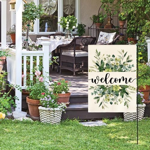 AVOIN colorlife Spring Summer Floral Welcome Garden Flag Outside 12x18 Inch - Image 3
