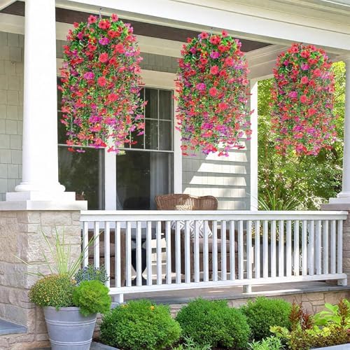 6 Pcs Fall Artificial Hanging Flowers Outdoor, Lovely Color - Image 4