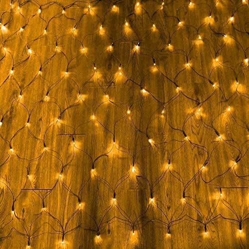 Dazzle Bright Christmas 200 LED Net Lights, 9.8FT x 6.6FT Green Wire Connectable Mesh Lights with 8 Modes, Christmas String Lights for Xmas Indoor Outdoor Garden Party Decorations (Warm White) - Image 5