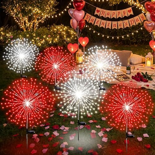 Tujoe 6 Pcs Christmas Solar Firework Stake Lights 180 LED 8 Modes Solar - Image 6