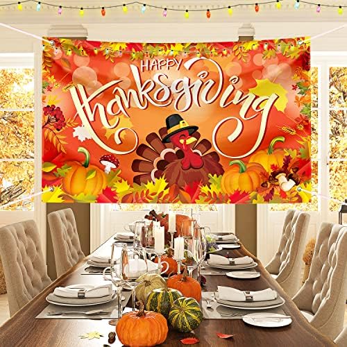 Large Thanksgiving Banner Decorations Outdoor 72x44 Inch,Turkey Maple Leaf Pumpkin Decorations Gifts for Indoor Home House Decor Party Supplies,Yard Sign Background for Photography - Image 4
