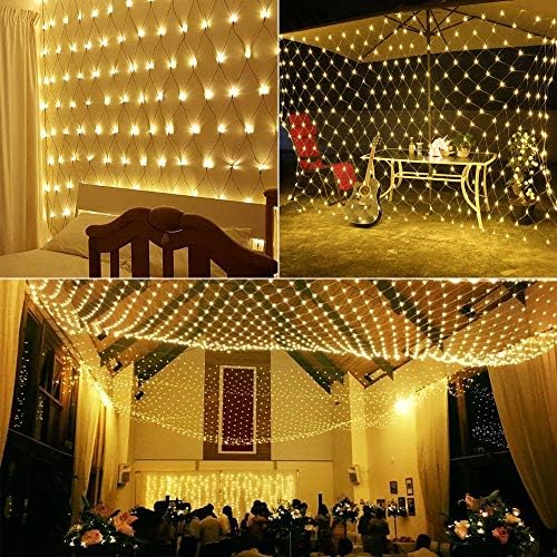 LYHOPE 12ft x 5ft 360 LED Christmas Net Lights, 8 Modes Low Voltage Mesh Christmas Decorative Lights for Xmas Trees, Bushes, Wedding, Garden, Outdoor, Indoor Decor (Warm White) - Image 5