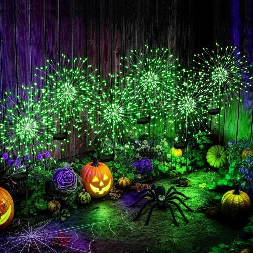 PEVOROS Solar Firework Fairy Garden Lights Outdoor, Green, 6 Pack by PEVOROS