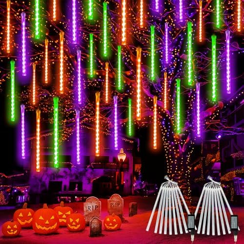 2 Pack Halloween Lights Outdoor 16 Tubes 384 LEDs Meteor Shower Rain Lights by SANJICHA