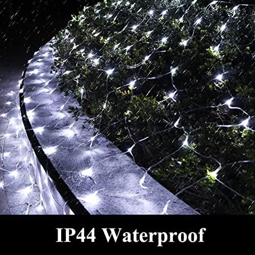 LED Net Lights Mesh Lights, 240LED Timer Tree Warp Fairy Lights Outdoor Hanging String Light for Christmas, Halloween, Garden, Walkway, Bushes Decor-9.8ft x 6.6ft(White) - Image 3