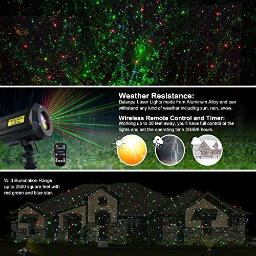 Garden Lights Outdoor Laser Christmas Light Moving Star Projector (Blue Red Green) - Image 3