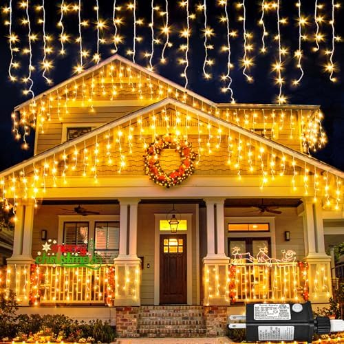 33ft 400 LED Icicle Lights for Outside Warm White Christmas Lights Outdoor by Nielfoi