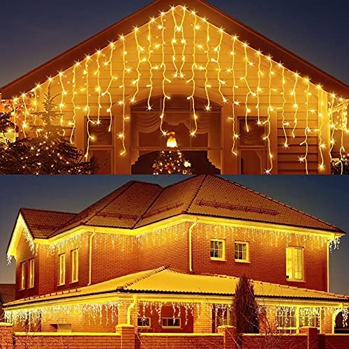 400 Led Icicle Lights Warm White Outdoor,32.8ft,for Outside Christmas Decor by AGIRL