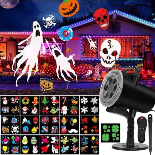 Halloween Christmas Projector Lights, Led Holiday Projector Light with 16pc Slides Patterns IP65 Waterproof Outdoor Indoor for Xmas Birthday Party by RENXIN-INC