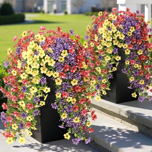 4PCS 29.5"Fake Hanging Flower&Eucalyptus for Front Porch Decor(Mixed Color) by GLIDLION