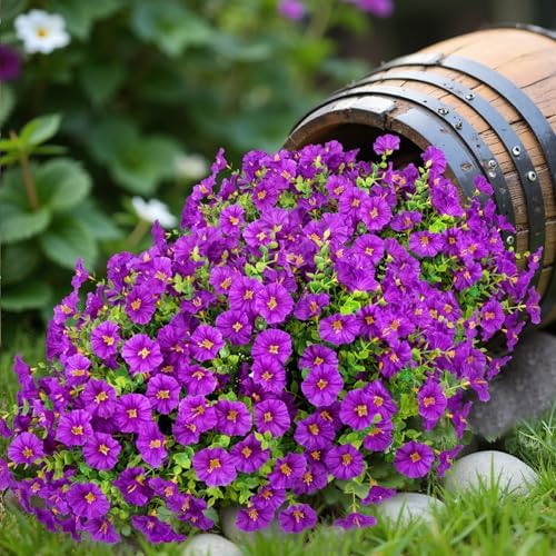 Ouddy Decor 24 Pcs Artificial Morning Glory Flowers for Outdoors, Purple - Image 4