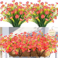 12 Bundles Artificial Flowers Outdoor UV Resistant Faux Plants (Rose Red) by MACTING