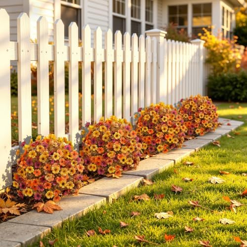 Alupssuc 4Pcs Artificial Fall Ball Flowers for Outdoors, Fake Plants - Image 3