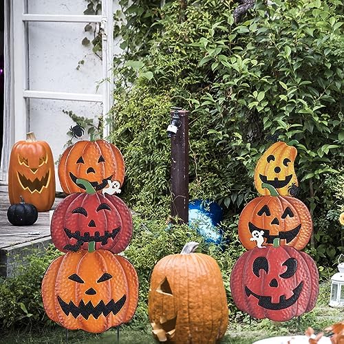 Hogardeck Outdoor Halloween Decorations - 2PCS 36" Decorative Garden Stakes with Pumpkins, Jack O Lantern Metal Yard Signs for Garden, Lawn, Patio Decor - Image 6