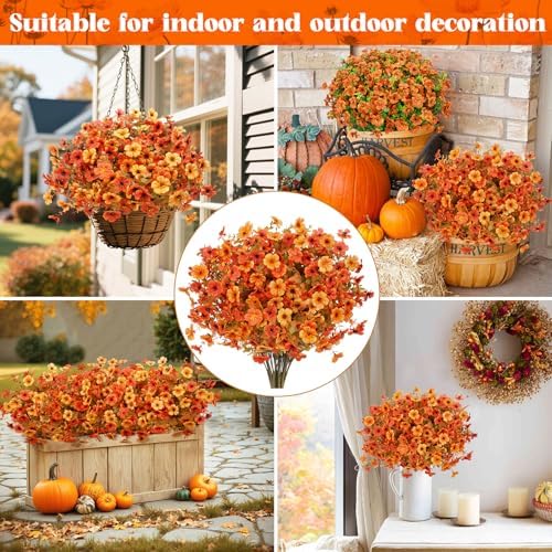 24 Pcs Artificial Fall Flowers Fake Mums for Outdoor Decorations, Mixed - Image 5
