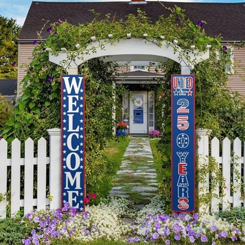 250 Anniversary Banner Door Sign 2 Pack 1776 2026 USA America Patriotic Hanging Banners Porch Signs Party Supplies for Room House Welcome Photo Backdrop - Image 4