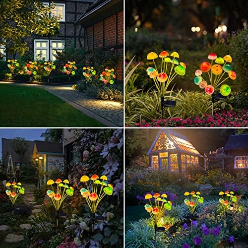 Solar Garden Lights Decorative,2 Pack 24LED Solar Powered Mushroom Lights Outdoor, Gifts for Women Birthday Mothers Day, Mushroom Flower Light Yard Decor Outside Waterproof for Lawn Porch Patio - Image 4