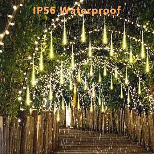 Aluan Meteor Shower Rain Lights Outdoor 16 Inch Christmas Lights Warm White - Image 4