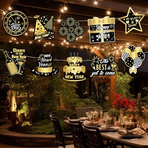 Yaomiao 2 Sets 2026 Happy Lunar New Year Decorations, Black and Gold Chinese New Year Door Banner Home Hanging Decor Years Eve Party Supplies 2026 Decorations for Outdoor Indoor Home Wall - Image 5