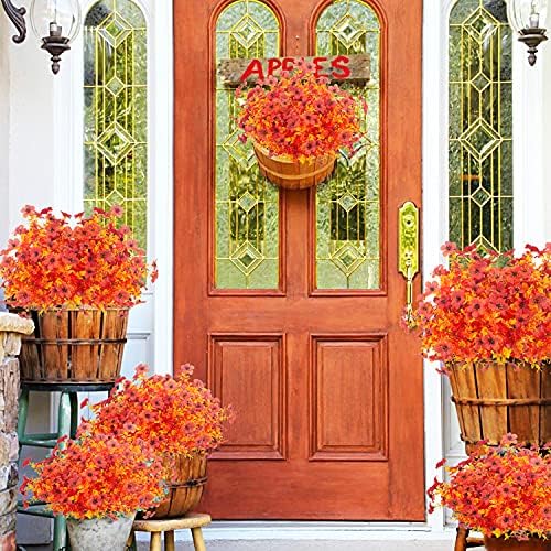 Grunyia 10 Bundles Artificial Fall Flowers Outdoor UV Resistant Fake Flowers No Fade Faux Plants Garden Porch Window Box Decorating - Image 6